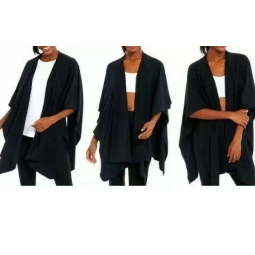 Balance Collection Cozy Wrap NWT BLK MSRP $50 Cardigan Athleisure Travel…
